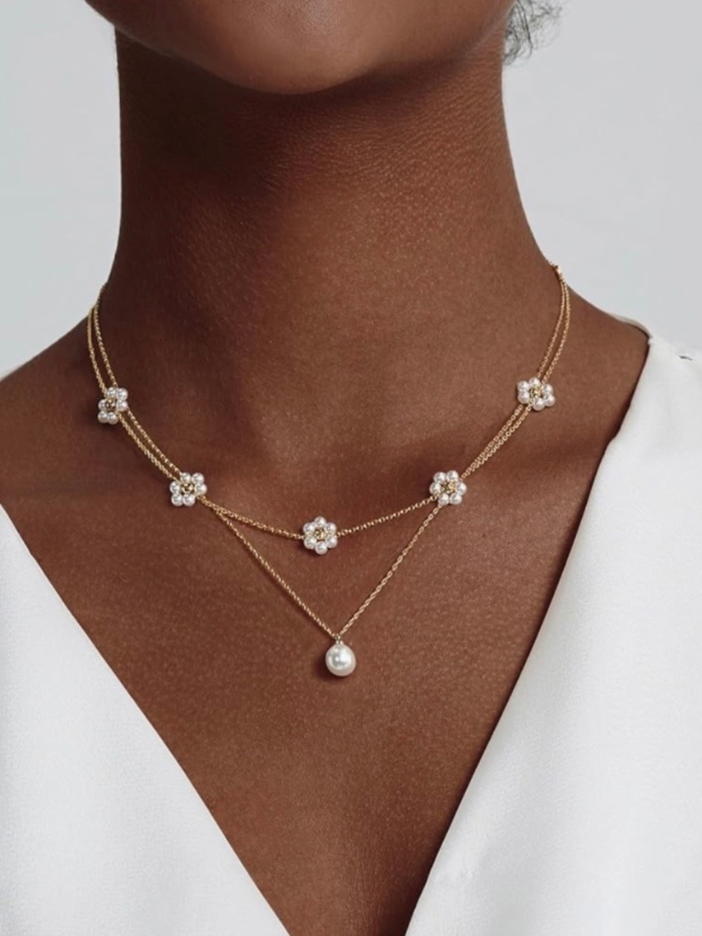 Gold Pearl Necklaces Set for Women